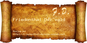 Friedenthal Dévald névjegykártya